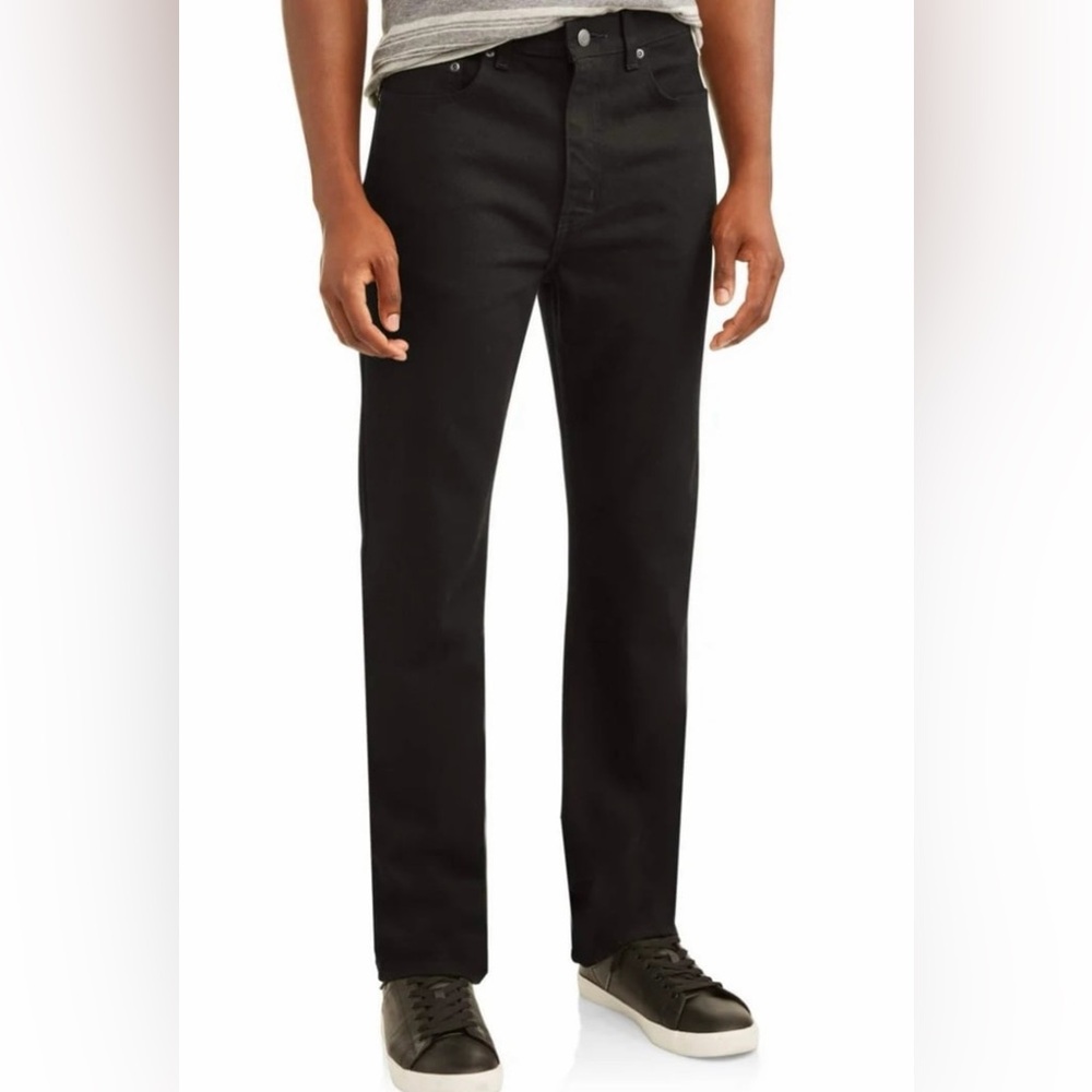 George Men’s Regular Fit Black Straight-Leg Jeans NWT 34x30 - Picture 1 of 9